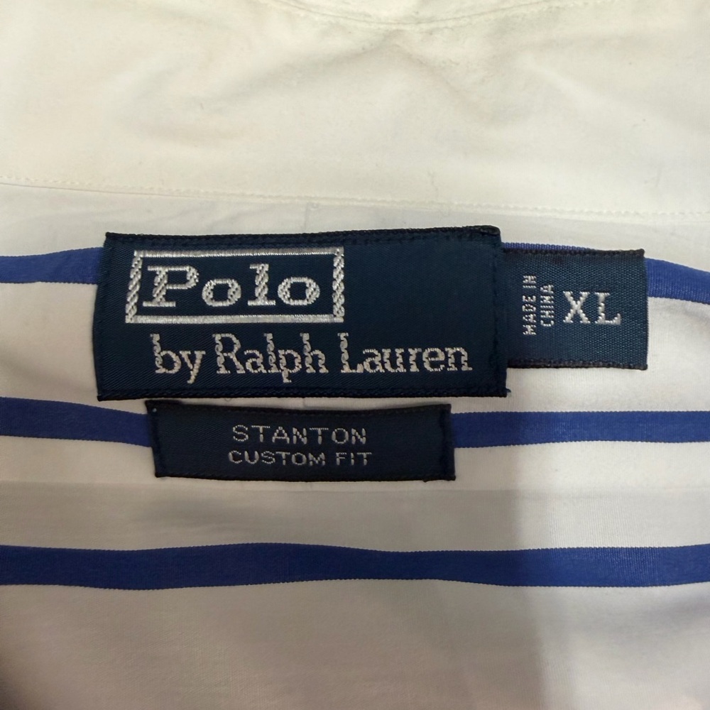 White stripped polo long sleeve shirt - Picture 2 of 3